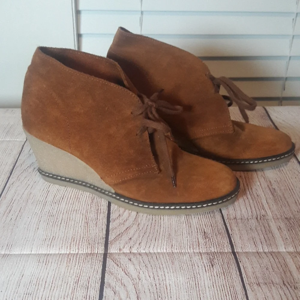 J. Crew made in Italy suede wedge booties size 7